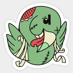 Cute Zombie Parrot // Funny Halloween Animals Sticker